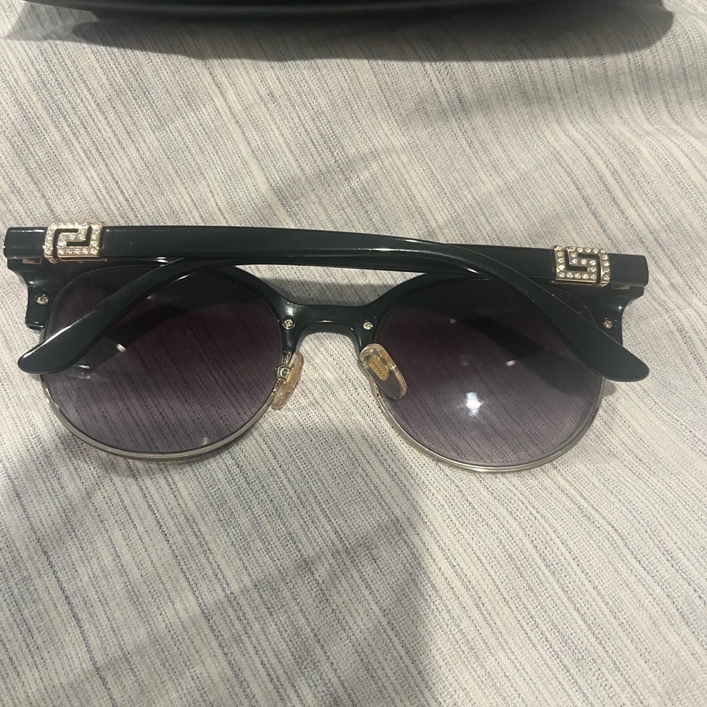 Authentic Classic Black Versace Sunglasses With Gold Trim On Arms